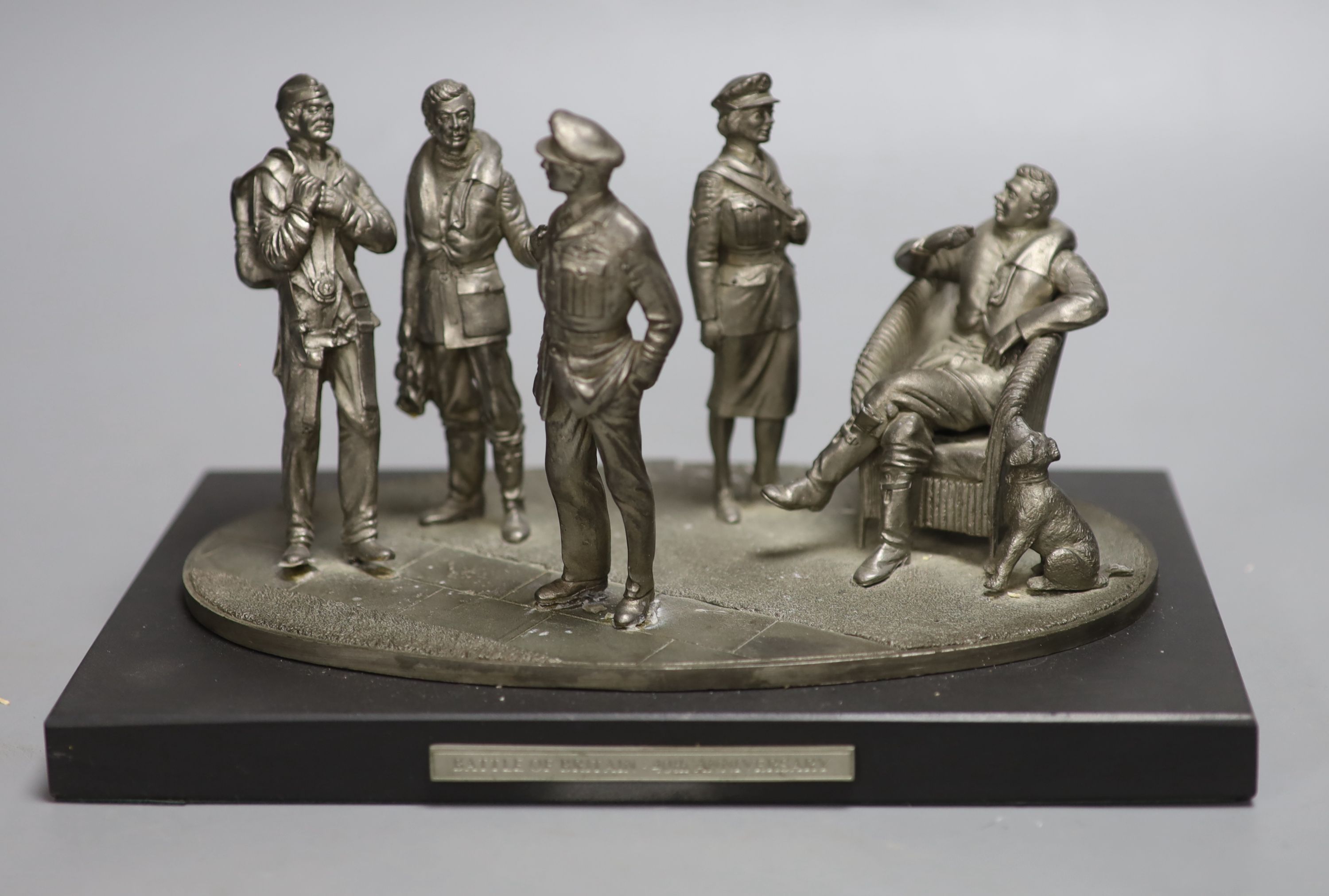 A Phoenix-Chiltern pewter model Soldiers at the Battle of Britain 40th Anniversary, length 25.5cm